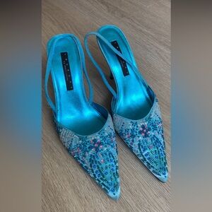 Laundry Blue Beaded Heels (Size Women 6)